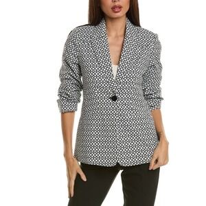 Tahari Women's Geometric Print Blazer Black White Single Jacket Career Sz 20W
